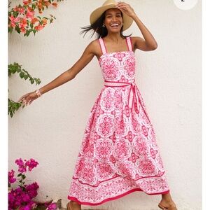 Talbots TIE WAIST MAXI DRESS - ELEGANT MEDALLION